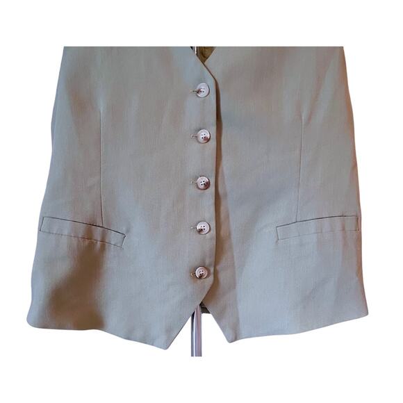 Vintage Light Sage Green Preppy Button Vest Minimalist Tailored Waistcoat SMALL - Picture 3 of 8